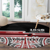 Personalised Toitu Te Tiriti Aotearoa 1840 Round Carpet Red Kowhaiwhai Puhoro - Polynesian Pride