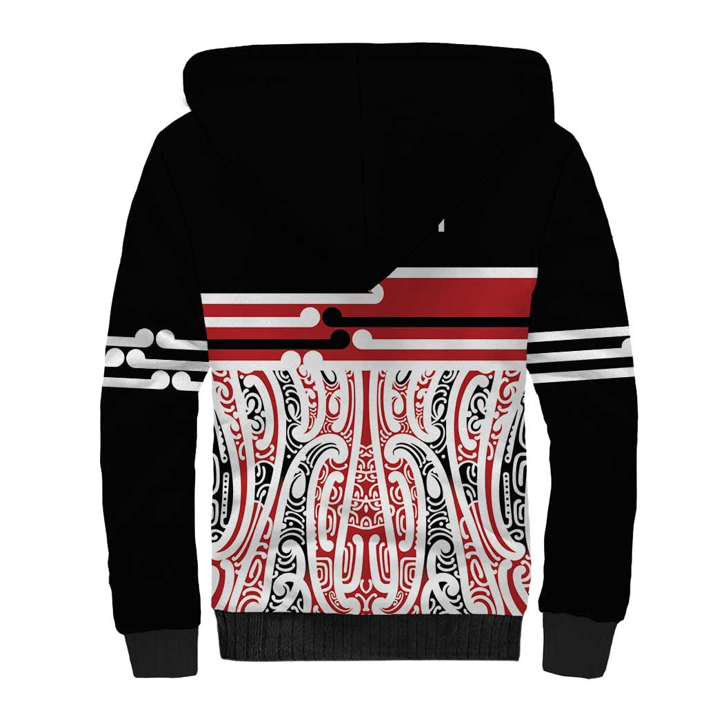 Personalised Toitu Te Tiriti Aotearoa 1840 Sherpa Hoodie Red Kowhaiwhai Puhoro - Polynesian Pride