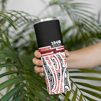 Personalised Toitu Te Tiriti Aotearoa 1840 Skinny Tumbler Red Kowhaiwhai Puhoro LT9 - Polynesian Pride