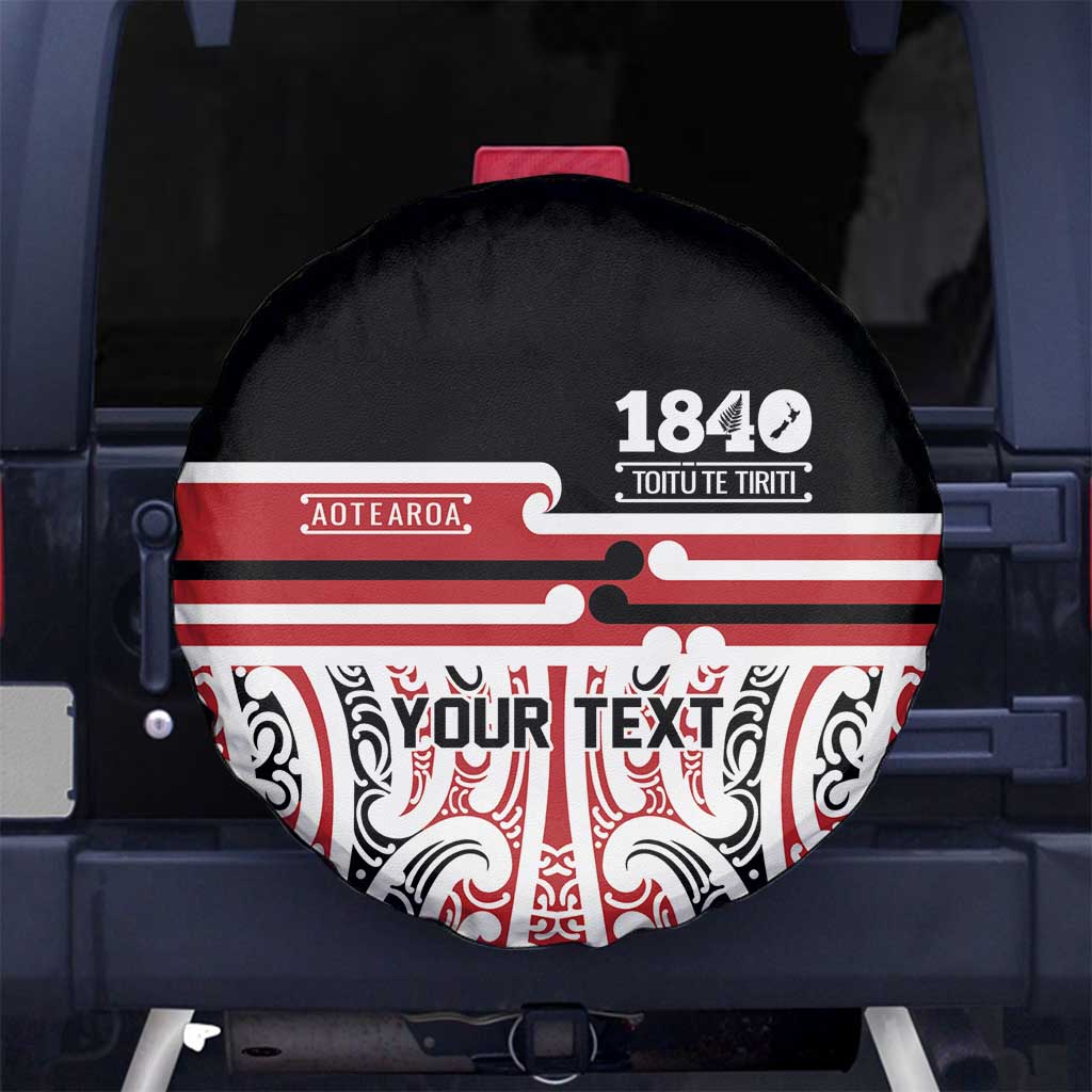 Personalised Toitu Te Tiriti Aotearoa 1840 Spare Tire Cover Red Kowhaiwhai Puhoro - Polynesian Pride