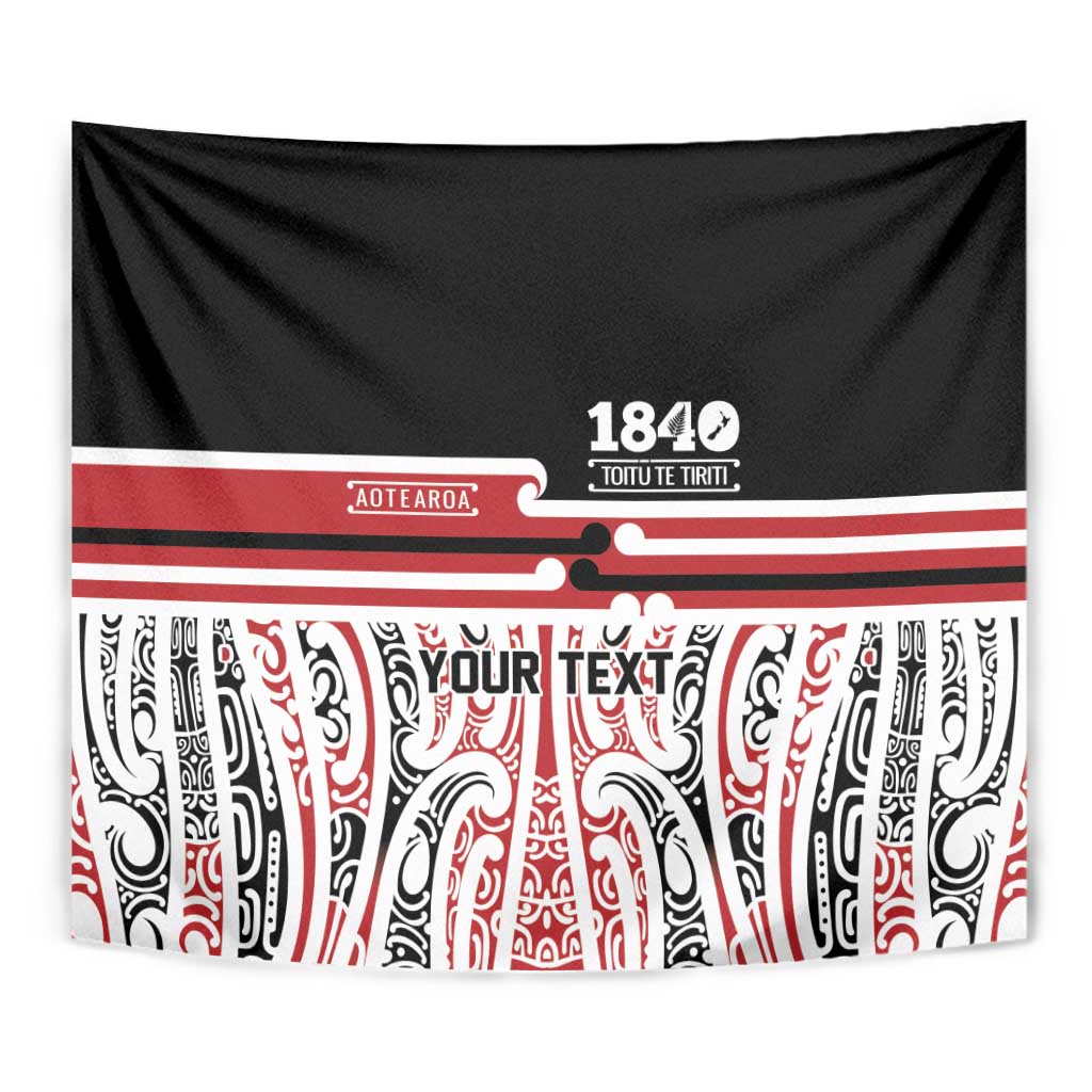 Personalised Toitu Te Tiriti Aotearoa 1840 Tapestry Red Kowhaiwhai Puhoro - Polynesian Pride
