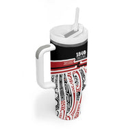 Personalised Toitu Te Tiriti Aotearoa 1840 Tumbler With Handle Red Kowhaiwhai Puhoro - Polynesian Pride