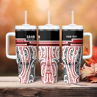 Personalised Toitu Te Tiriti Aotearoa 1840 Tumbler With Handle Red Kowhaiwhai Puhoro - Polynesian Pride