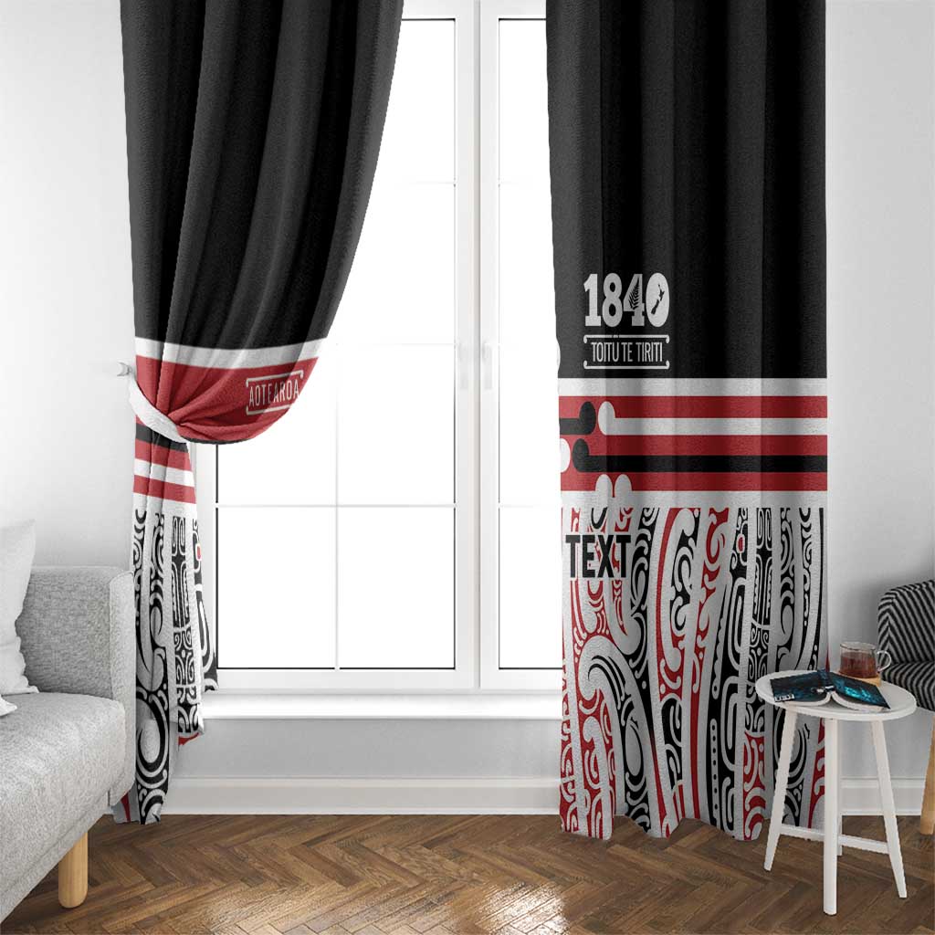 Personalised Toitu Te Tiriti Aotearoa 1840 Window Curtain Red Kowhaiwhai Puhoro - Polynesian Pride