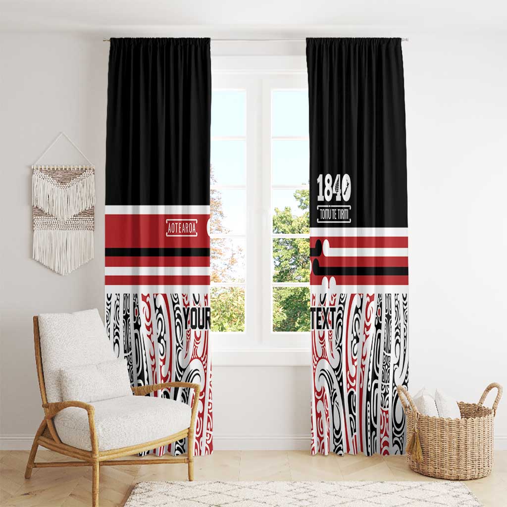 Personalised Toitu Te Tiriti Aotearoa 1840 Window Curtain Red Kowhaiwhai Puhoro - Polynesian Pride