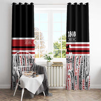 Personalised Toitu Te Tiriti Aotearoa 1840 Window Curtain Red Kowhaiwhai Puhoro - Polynesian Pride