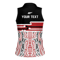 Personalised Toitu Te Tiriti Aotearoa 1840 Women Sleeveless Polo Shirt Red Kowhaiwhai Puhoro LT9 - Polynesian Pride