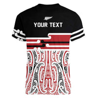 Personalised Toitu Te Tiriti Aotearoa 1840 Women V-Neck T-Shirt Red Kowhaiwhai Puhoro LT9 - Polynesian Pride