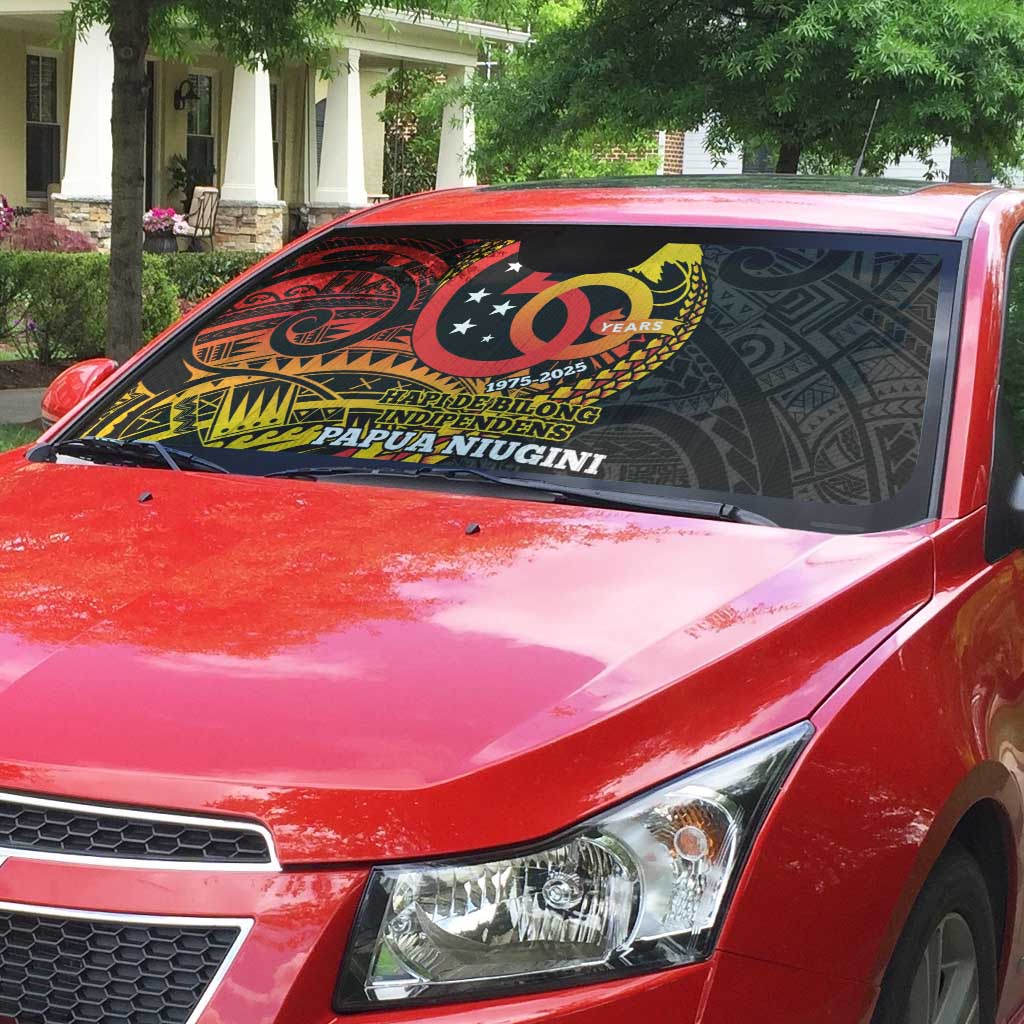Papua New Guinea Tribal Tattoo Auto Sun Shade 50th Independence Anniversary - Polynesian Pride