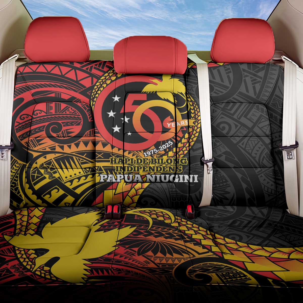 Papua New Guinea Tribal Tattoo Back Car Seat Cover 50th Independence Anniversary