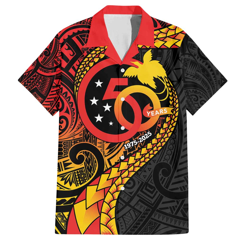 Papua New Guinea Tribal Tattoo Family Matching Off Shoulder Maxi Dress and Hawaiian Shirt 50th Independence Anniversary LT9 Dad's Shirt - Short Sleeve Black - Polynesian Pride