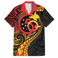 Papua New Guinea Tribal Tattoo Family Matching Off Shoulder Maxi Dress and Hawaiian Shirt 50th Independence Anniversary LT9 Dad's Shirt - Short Sleeve Black - Polynesian Pride