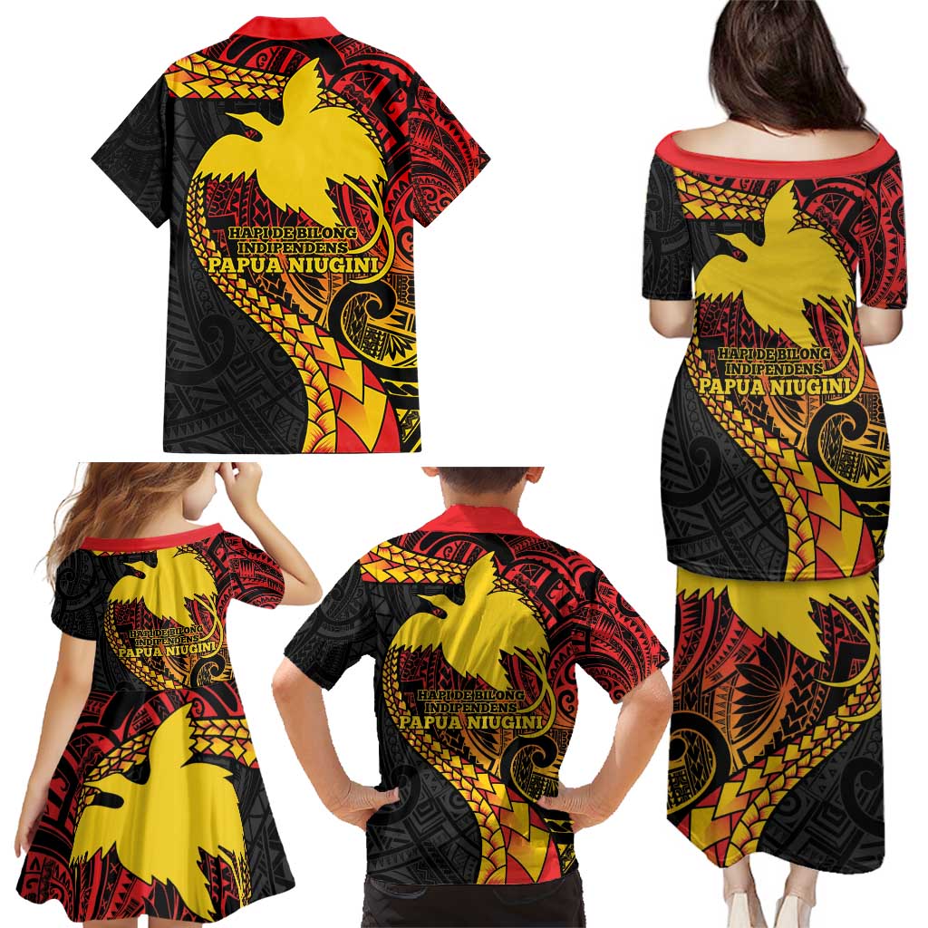 Papua New Guinea Tribal Tattoo Family Matching Puletasi and Hawaiian Shirt 50th Independence Anniversary LT9 - Polynesian Pride