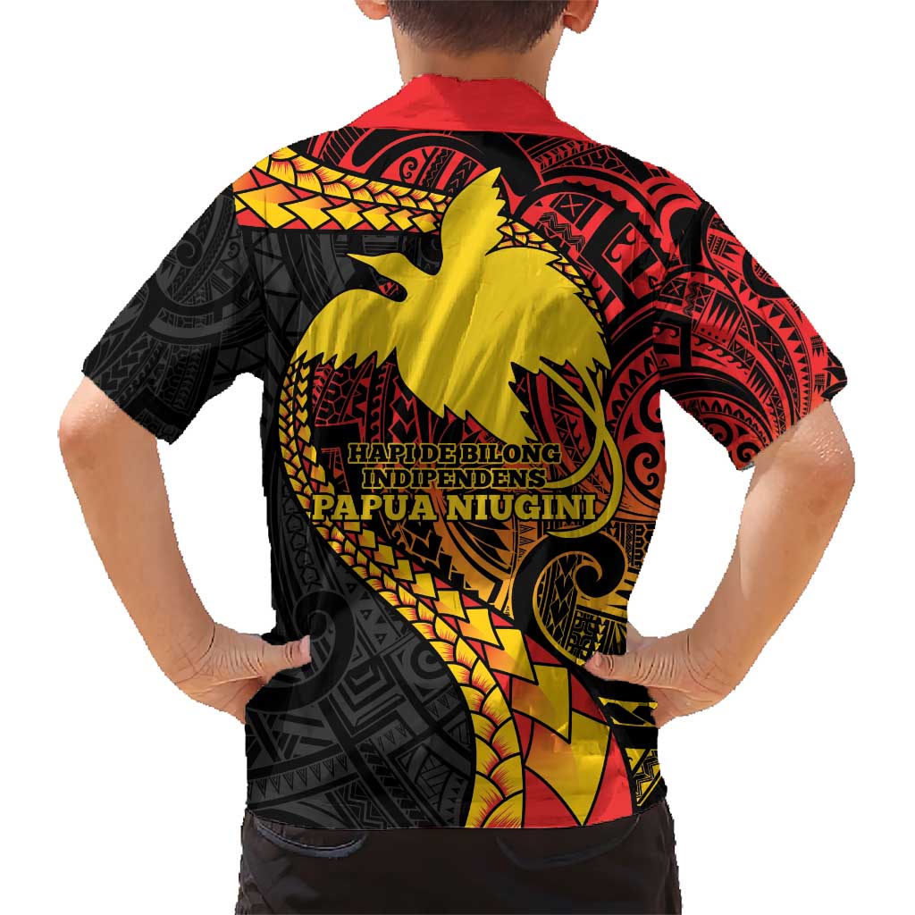 Papua New Guinea Tribal Tattoo Family Matching Short Sleeve Bodycon Dress and Hawaiian Shirt 50th Independence Anniversary LT9 - Polynesian Pride