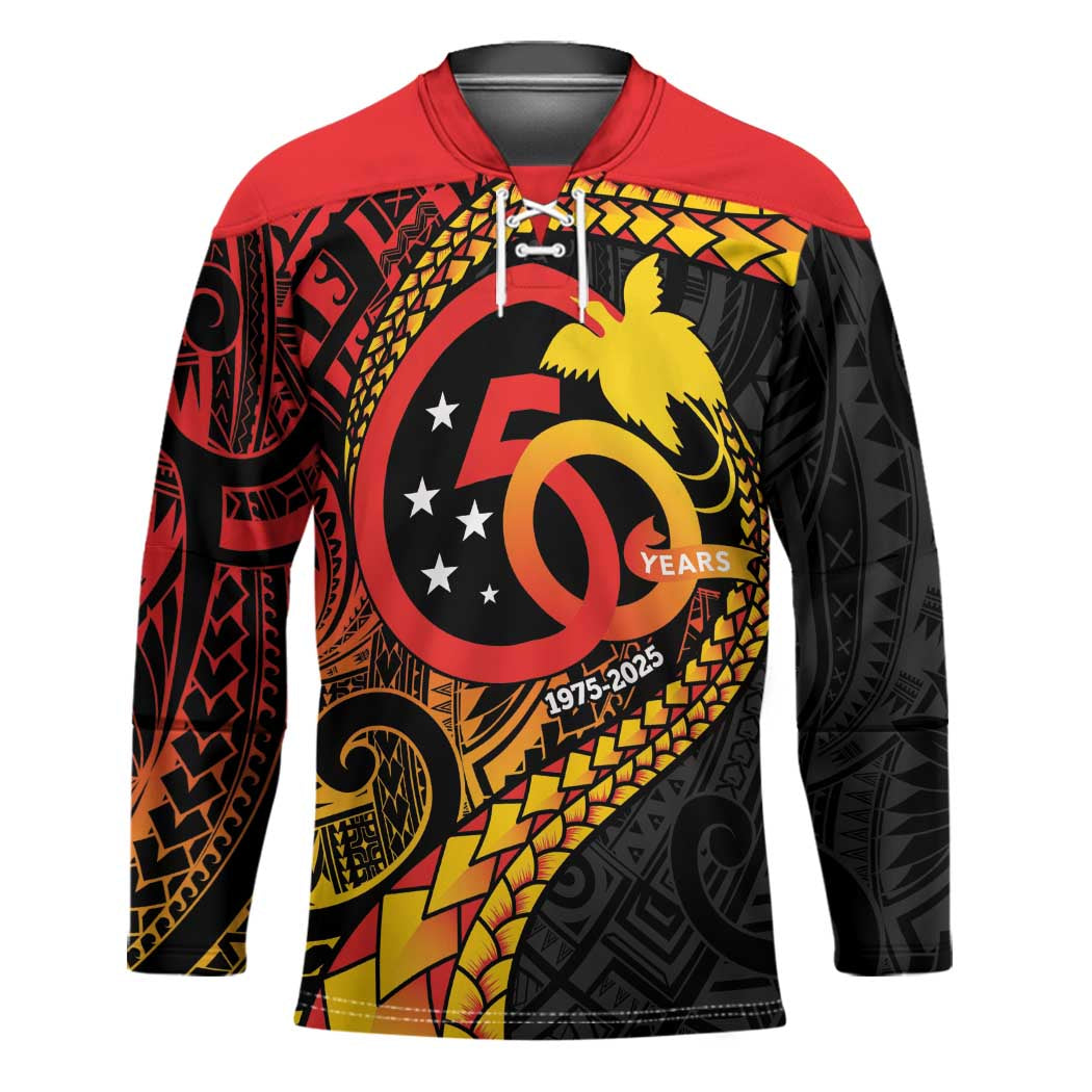 Papua New Guinea Tribal Tattoo Hockey Jersey 50th Independence Anniversary - Polynesian Pride
