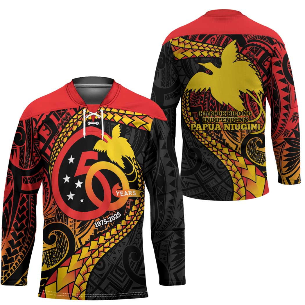 Papua New Guinea Tribal Tattoo Hockey Jersey 50th Independence Anniversary - Polynesian Pride
