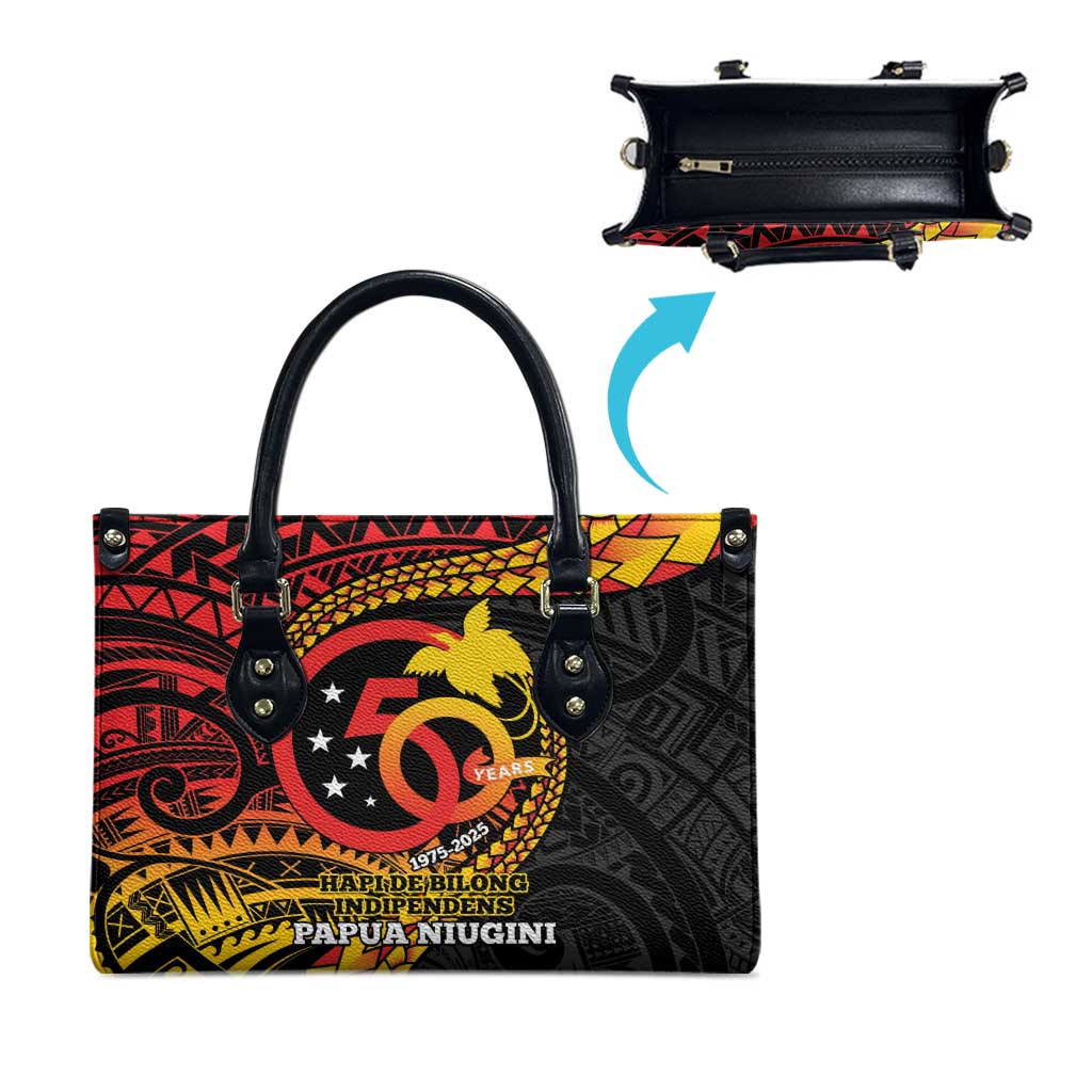 Papua New Guinea Tribal Tattoo Leather Bag 50th Independence Anniversary - Polynesian Pride