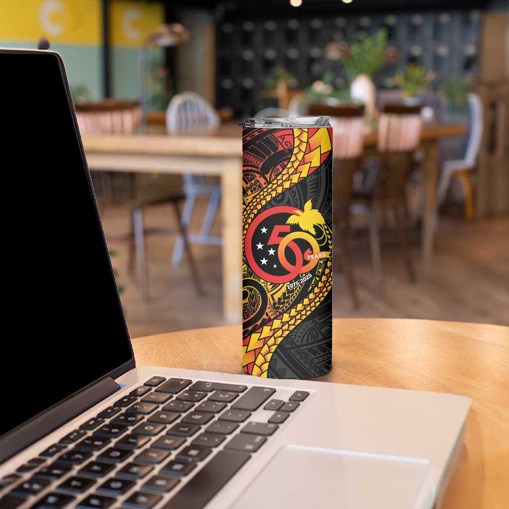 Papua New Guinea Tribal Tattoo Skinny Tumbler 50th Independence Anniversary