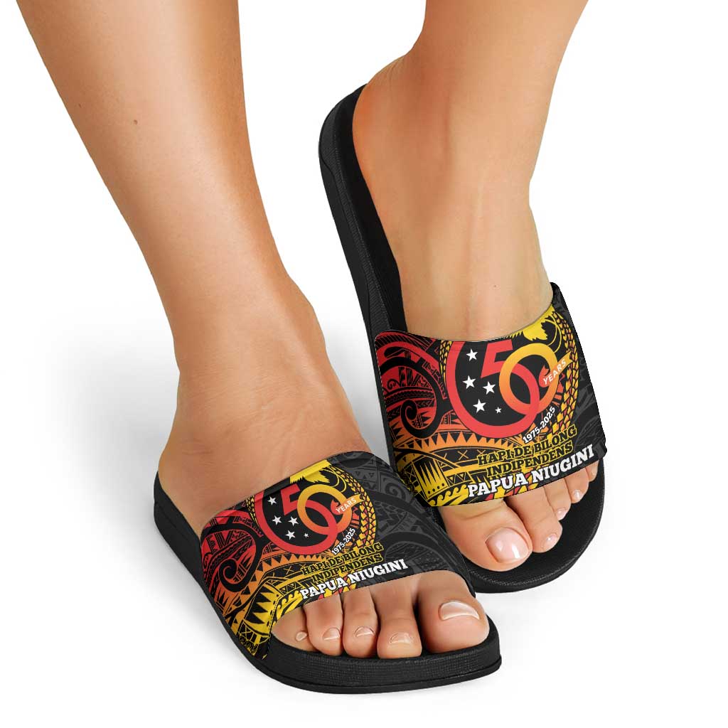 Papua New Guinea Tribal Tattoo Slide Sandals 50th Independence Anniversary LT9 - Polynesian Pride