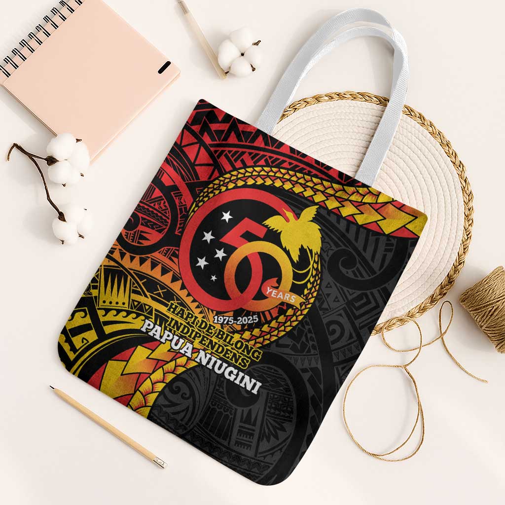 Papua New Guinea Tribal Tattoo Tote Bag 50th Independence Anniversary - Polynesian Pride
