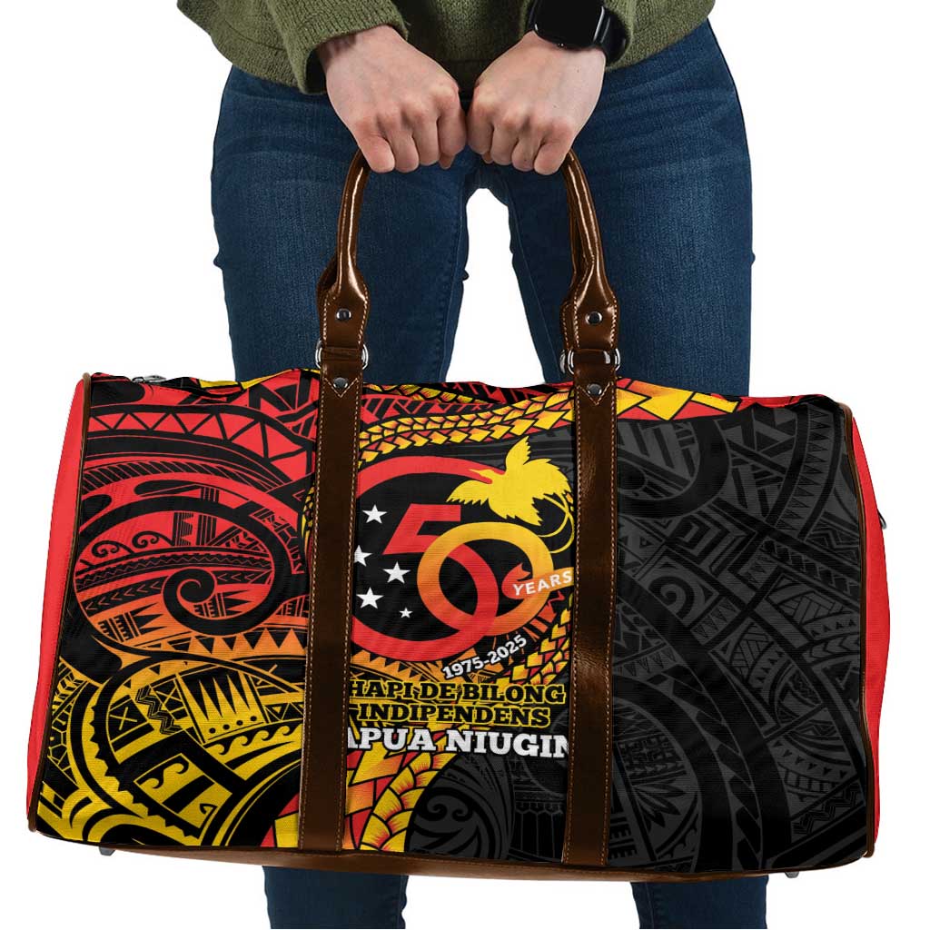 Papua New Guinea Tribal Tattoo Travel Bag 50th Independence Anniversary - Polynesian Pride