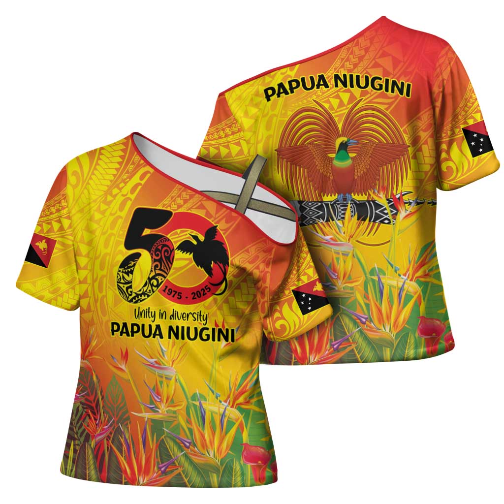 Papua New Guinea Unity in Diversity Cross Shoulder Shirt 50th Indipendens Papua Niugini - Polynesian Pride