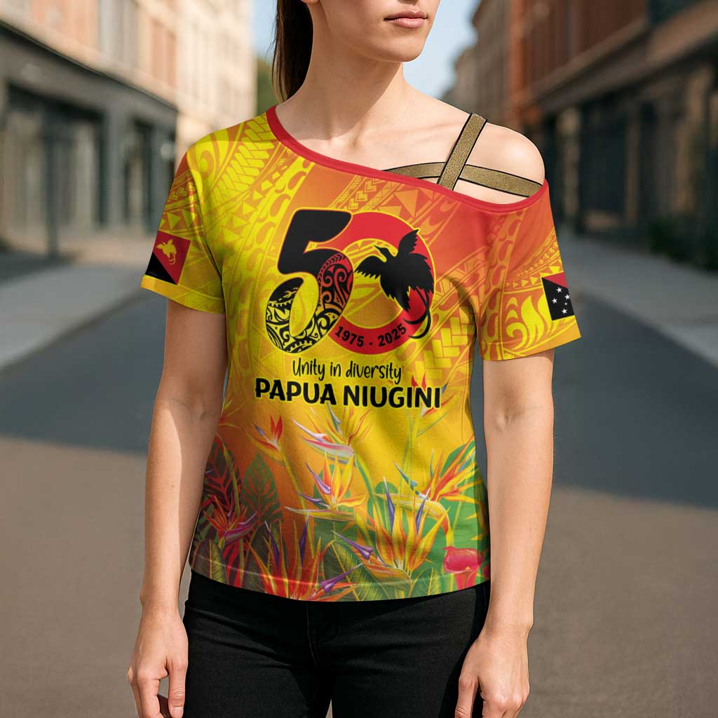 Papua New Guinea Unity in Diversity Cross Shoulder Shirt 50th Indipendens Papua Niugini - Polynesian Pride