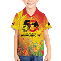 Papua New Guinea Unity in Diversity Family Matching Off The Shoulder Long Sleeve Dress and Hawaiian Shirt 50th Indipendens Papua Niugini LT9 Son's Shirt Gold - Polynesian Pride