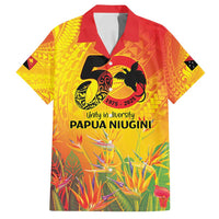 Papua New Guinea Unity in Diversity Family Matching Off Shoulder Maxi Dress and Hawaiian Shirt 50th Indipendens Papua Niugini LT9 Dad's Shirt - Short Sleeve Gold - Polynesian Pride