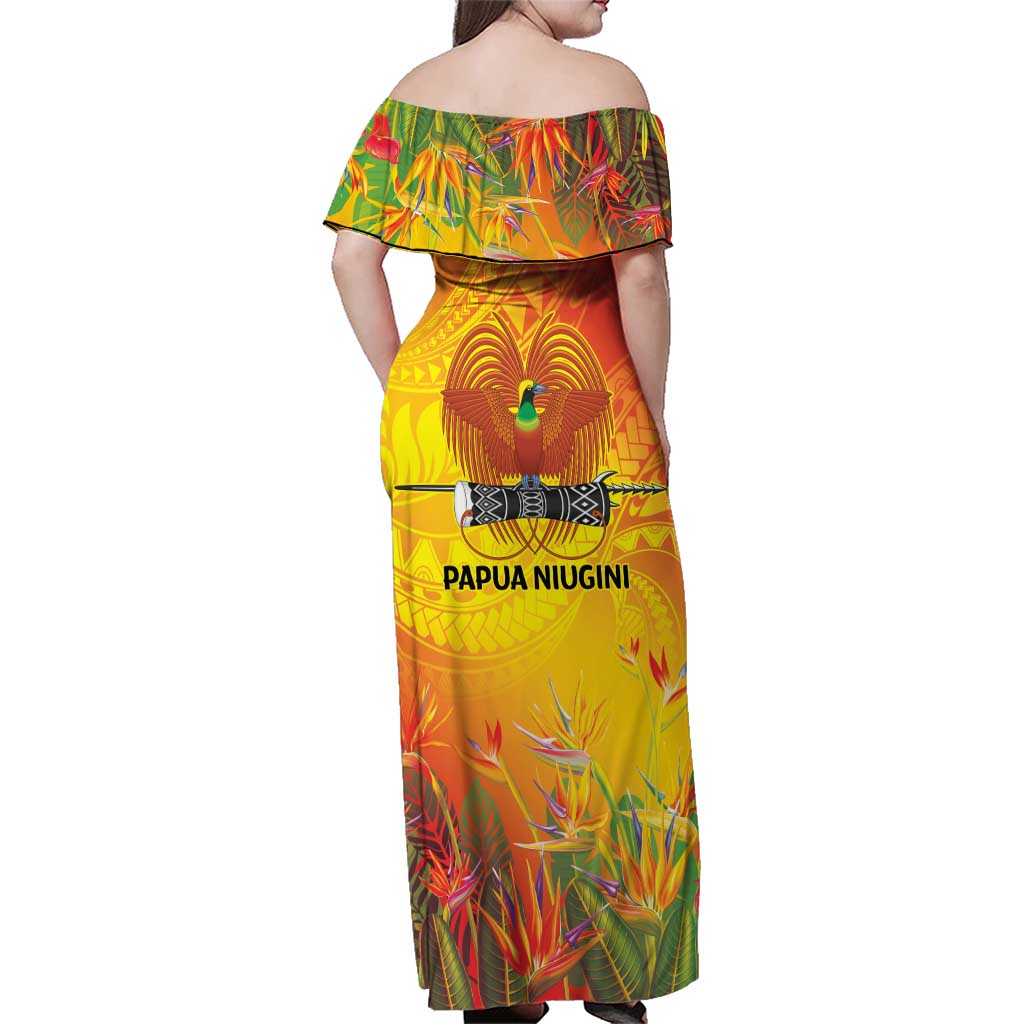 Papua New Guinea Unity in Diversity Family Matching Off Shoulder Maxi Dress and Hawaiian Shirt 50th Indipendens Papua Niugini LT9 - Polynesian Pride