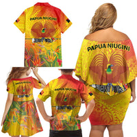 Papua New Guinea Unity in Diversity Family Matching Off Shoulder Short Dress and Hawaiian Shirt 50th Indipendens Papua Niugini LT9 - Polynesian Pride