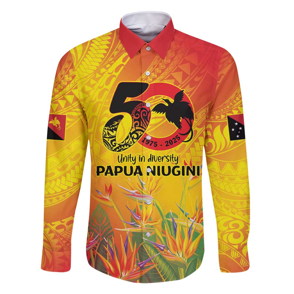Papua New Guinea Unity in Diversity Family Matching Short Sleeve Bodycon Dress and Hawaiian Shirt 50th Indipendens Papua Niugini LT9 Dad's Shirt - Long Sleeve Gold - Polynesian Pride