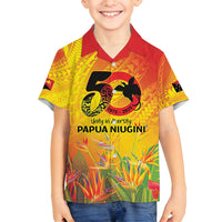 Papua New Guinea Unity in Diversity Family Matching Tank Maxi Dress and Hawaiian Shirt 50th Indipendens Papua Niugini LT9 Son's Shirt Gold - Polynesian Pride