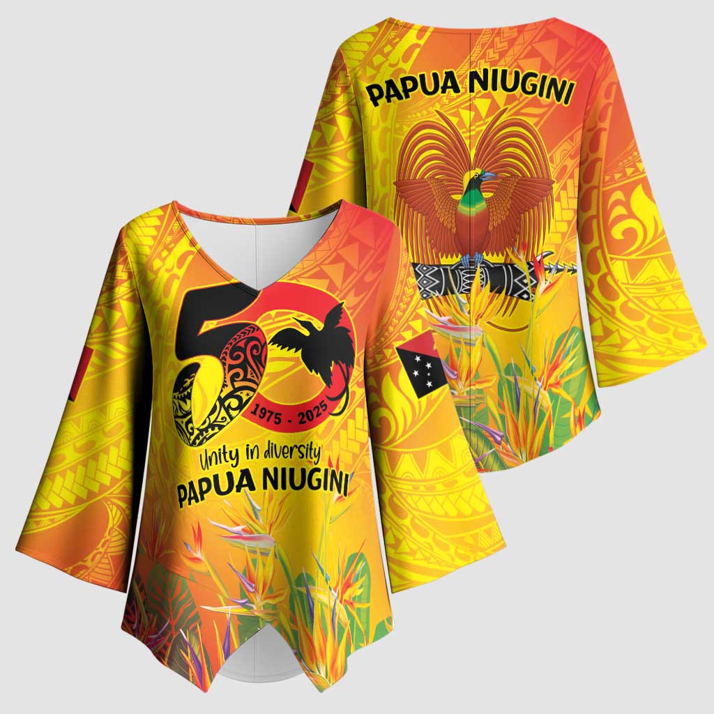 Papua New Guinea Unity in Diversity Kimono Sleeve Blouse 50th Indipendens Papua Niugini LT9 - Polynesian Pride