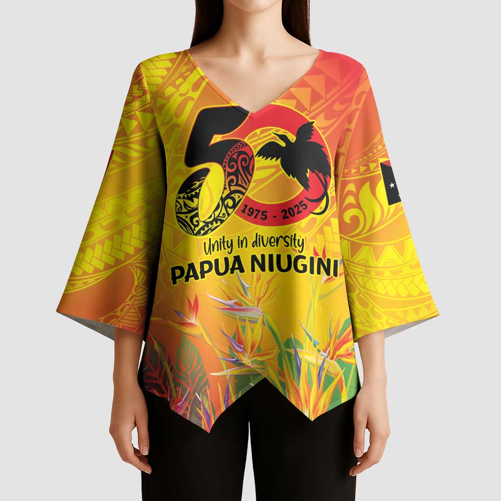Papua New Guinea Unity in Diversity Kimono Sleeve Blouse 50th Indipendens Papua Niugini LT9 - Polynesian Pride