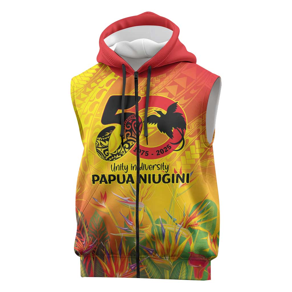Papua New Guinea Unity in Diversity Sleeveless Zip Hoodie 50th Indipendens Papua Niugini - Polynesian Pride
