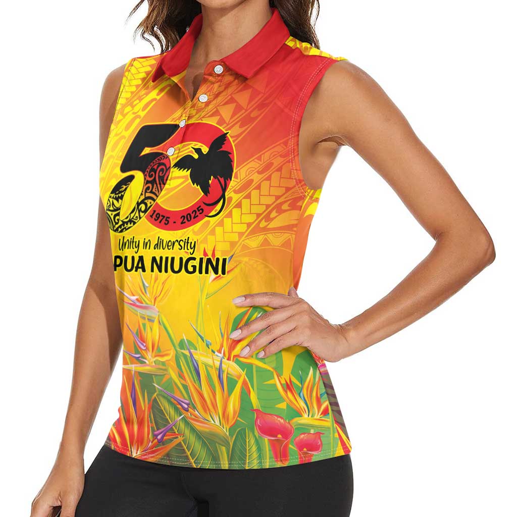 Papua New Guinea Unity in Diversity Women Sleeveless Polo Shirt 50th Indipendens Papua Niugini