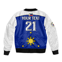 (Custom Text And Number) Philippines Concept Home Football Sleeve Zip Bomber Jacket Pilipinas Flag White Style 2023 LT9 - Polynesian Pride