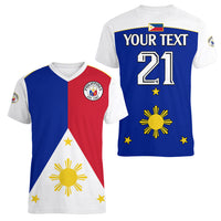 (Custom Text And Number) Philippines Concept Home Football Women V Neck T Shirt Pilipinas Flag White Style 2023 LT9 - Polynesian Pride