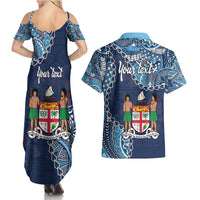 Personalised Fiji 54th Anniversary Couples Matching Summer Maxi Dress and Hawaiian Shirt Siga Ni Bula Galala Marautaki O Viti LT9 - Polynesian Pride
