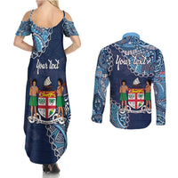 Personalised Fiji 54th Anniversary Couples Matching Summer Maxi Dress and Long Sleeve Button Shirt Siga Ni Bula Galala Marautaki O Viti LT9 - Polynesian Pride