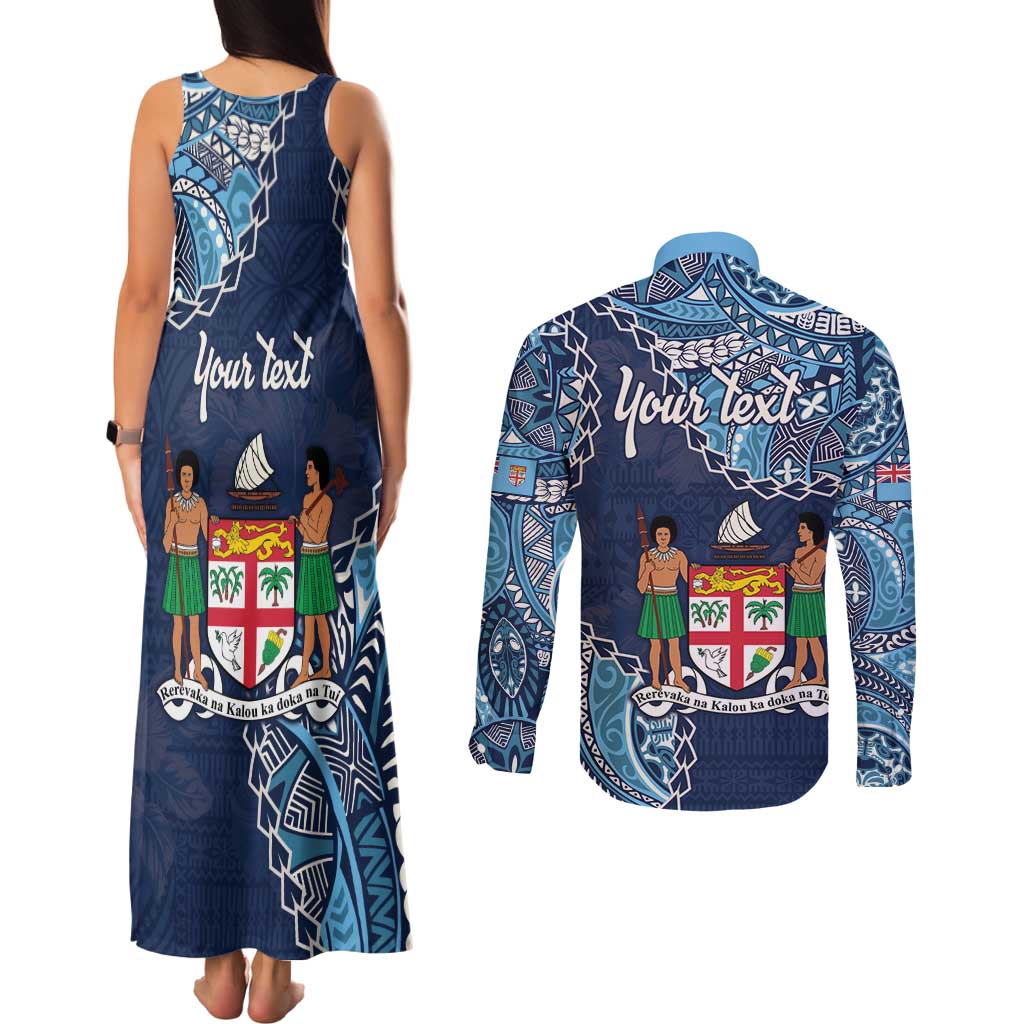 Personalised Fiji 54th Anniversary Couples Matching Tank Maxi Dress and Long Sleeve Button Shirt Siga Ni Bula Galala Marautaki O Viti LT9 - Polynesian Pride
