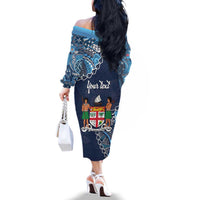 Personalised Fiji 54th Anniversary Family Matching Off The Shoulder Long Sleeve Dress and Hawaiian Shirt Siga Ni Bula Galala Marautaki O Viti LT9 - Polynesian Pride