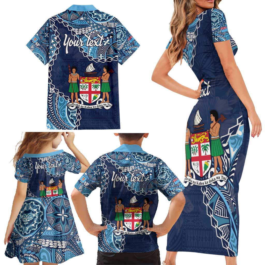 Personalised Fiji 54th Anniversary Family Matching Short Sleeve Bodycon Dress and Hawaiian Shirt Siga Ni Bula Galala Marautaki O Viti LT9 - Polynesian Pride