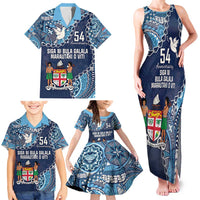 Personalised Fiji 54th Anniversary Family Matching Tank Maxi Dress and Hawaiian Shirt Siga Ni Bula Galala Marautaki O Viti LT9 - Polynesian Pride