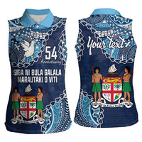 Personalised Fiji 54th Anniversary Women Sleeveless Polo Shirt Siga Ni Bula Galala Marautaki O Viti LT9 - Polynesian Pride