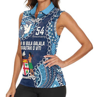 Personalised Fiji 54th Anniversary Women Sleeveless Polo Shirt Siga Ni Bula Galala Marautaki O Viti LT9 - Polynesian Pride