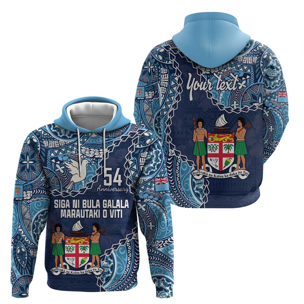 Personalised Fiji 54th Anniversary Zip Hoodie Siga Ni Bula Galala Marautaki O Viti LT9