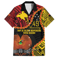 Personalised Papua New Guinea 49th Anniversary Family Matching Off Shoulder Maxi Dress and Hawaiian Shirt Hapi De bilong Indipendens Papua Niugini LT9 Dad's Shirt - Short Sleeve Black - Polynesian Pride