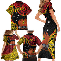 Personalised Papua New Guinea 49th Anniversary Family Matching Short Sleeve Bodycon Dress and Hawaiian Shirt Hapi De bilong Indipendens Papua Niugini LT9 - Polynesian Pride